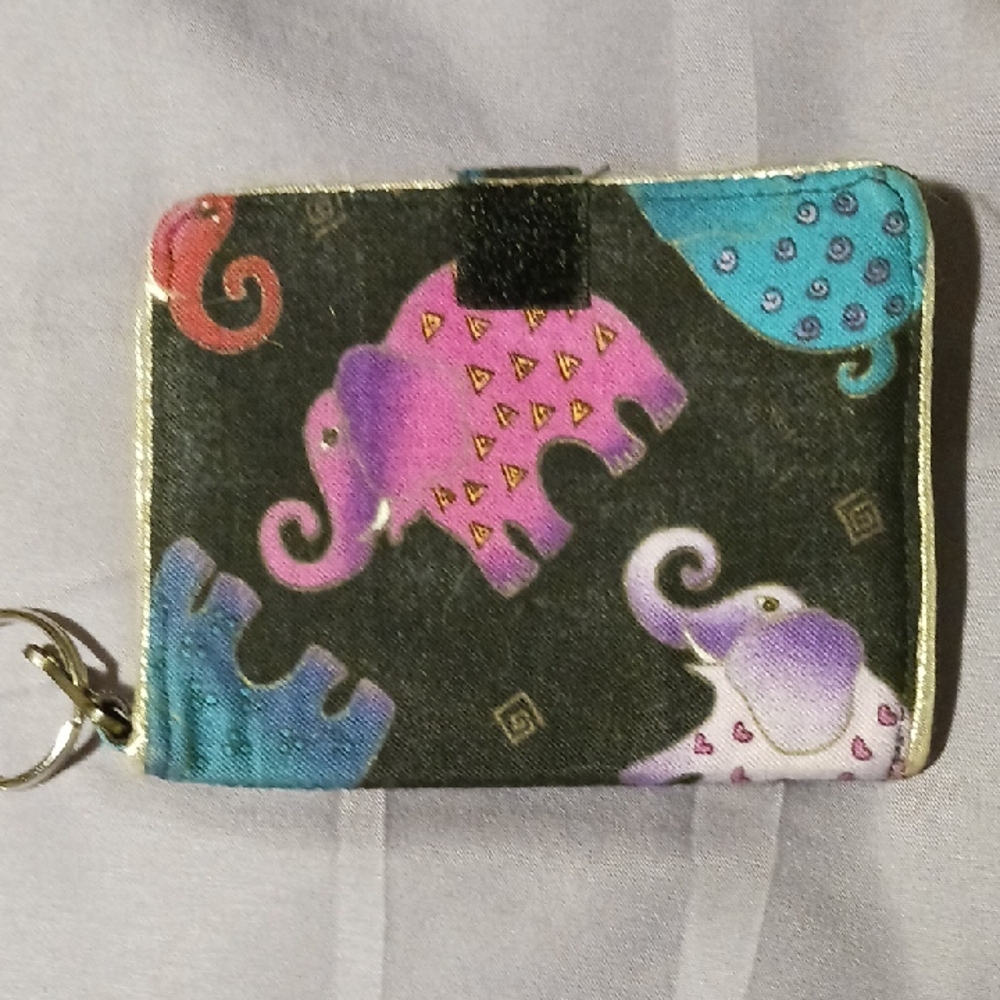 Colorful Elephant Print Keychain Wallet